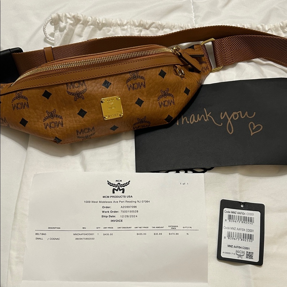 MCM Cognac Visetos Belt Bag